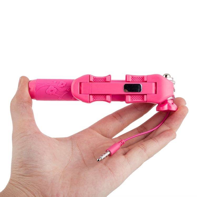 Portable Flower Pattern Wire Controlled Selfie Stick Monopod Folding Extendable Handheld Pocket Holder for iOS & Android Phone, Folded Length: 12.5cm, Max Extension Length: 70.0cm