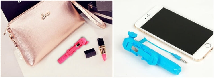 Portable Flower Pattern Wire Controlled Selfie Stick Monopod Folding Extendable Handheld Pocket Holder for iOS & Android Phone, Folded Length: 12.5cm, Max Extension Length: 70.0cm
