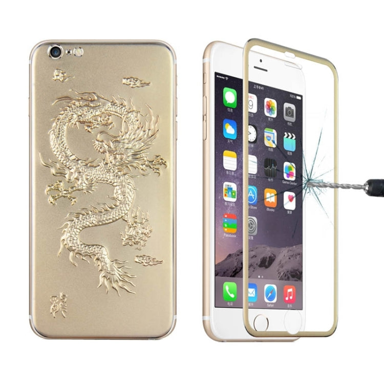 0.3mm Front + Back 3D Curved Surface Chinese Dragon Pattern Titanium Alloy Full Screen Tempered Glass Screen Protector for iPhone 6