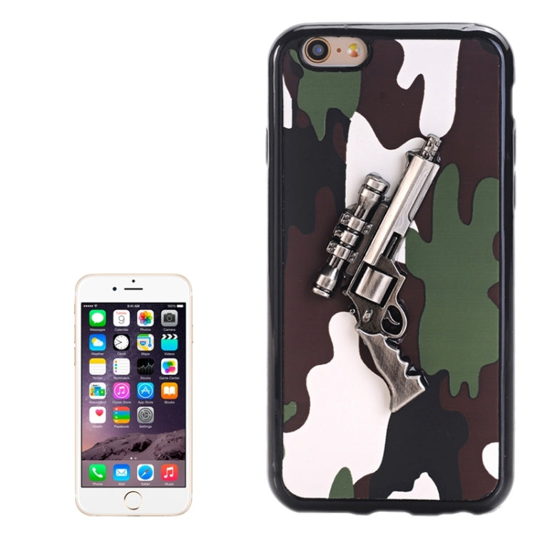 3D Pistol Pattern PU Paste Skin TPU Protective Case for iPhone 6 & 6s