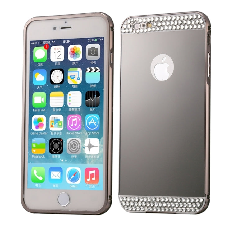 Diamond Encrusted Push-pull Style Metal Plating Bumper Frame + Acrylic Back Cover Combination Case for iPhone 6 & 6s