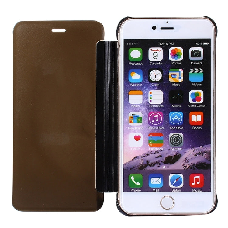 Electroplating Mirror Horizontal Flip PC + Leather Protective Case for iPhone 6 & 6s