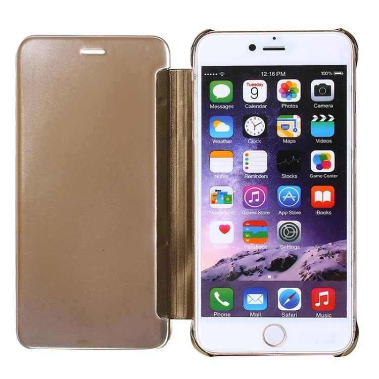 Electroplating Mirror Horizontal Flip PC + Leather Protective Case for iPhone 6 & 6s