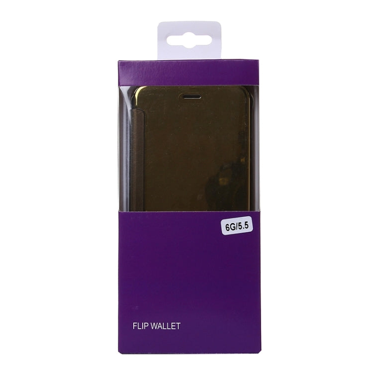 Electroplating Mirror Horizontal Flip PC + Leather Protective Case for iPhone 6 & 6s