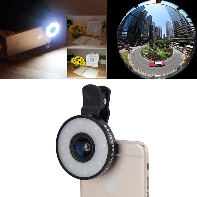 3 in 1 Universal Multifunction LED Ring Flash + Marco Lens + 0.65X Wide Lens with Clip
