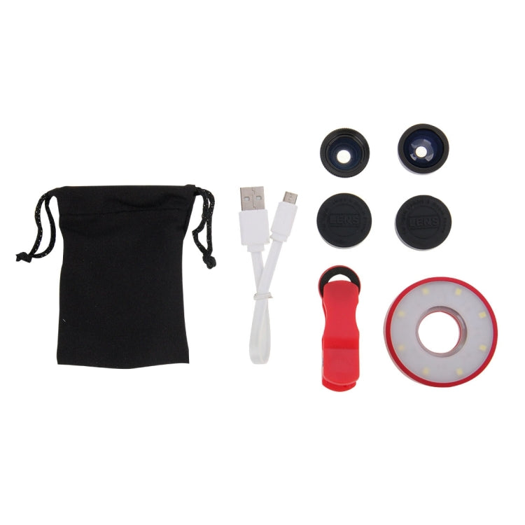 3 in 1 Universal Multifunction LED Ring Flash + Marco Lens + 0.65X Wide Lens with Clip