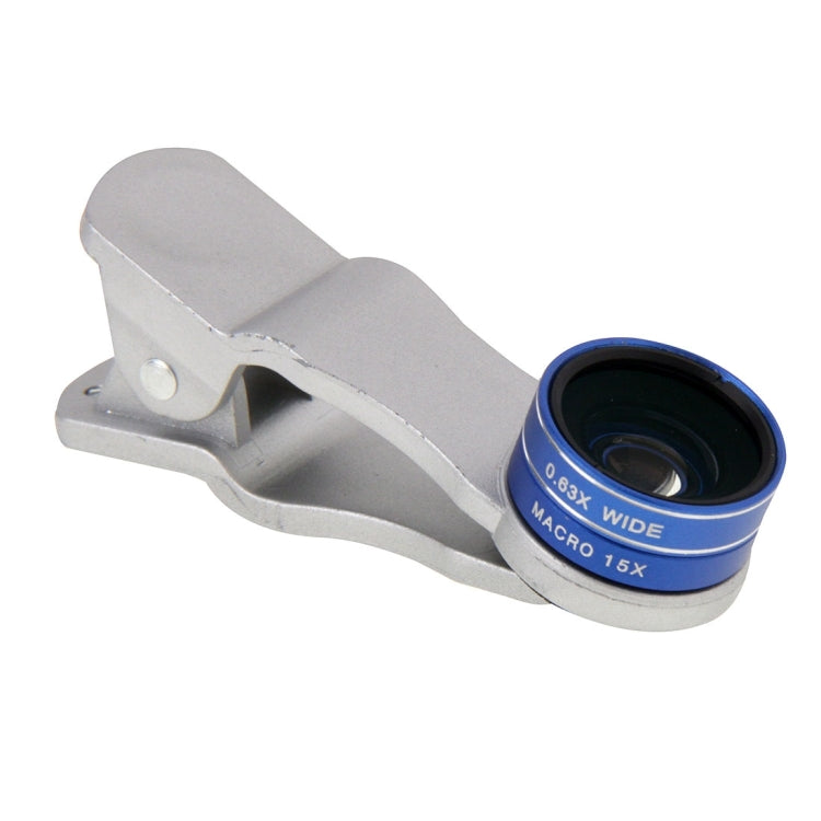 2 in 1 Universal 15X Marco Lens + 0.63X Wide Lens with Clip, For iPhone, Samsung, Sony, Lenovo, HTC, Huawei and other Smartphones