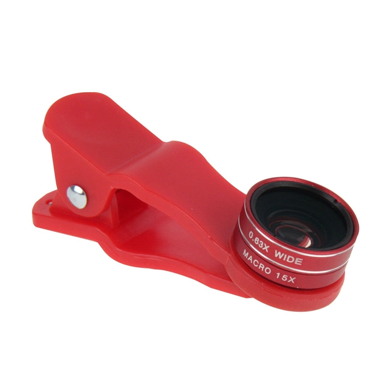 2 in 1 Universal 15X Marco Lens + 0.63X Wide Lens with Clip, For iPhone, Samsung, Sony, Lenovo, HTC, Huawei and other Smartphones