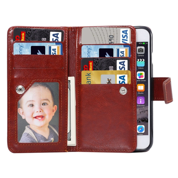 Two in One Separable Crazy Horse Texture Horizontal Flip Leather Wallet Case with 7 Card Slots & Lanyard for iPhone 6 & 6s