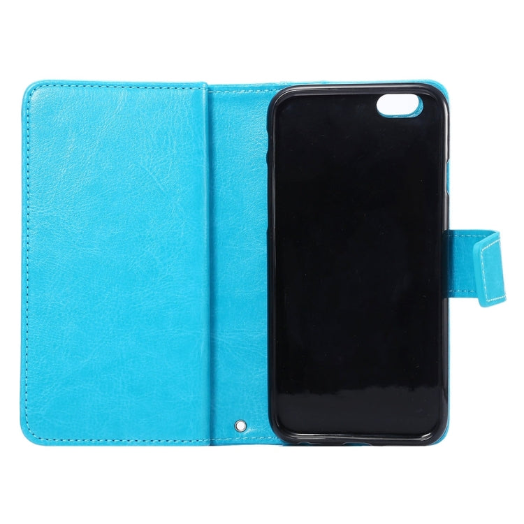 Two in One Separable Crazy Horse Texture Horizontal Flip Leather Wallet Case with 7 Card Slots & Lanyard for iPhone 6 & 6s