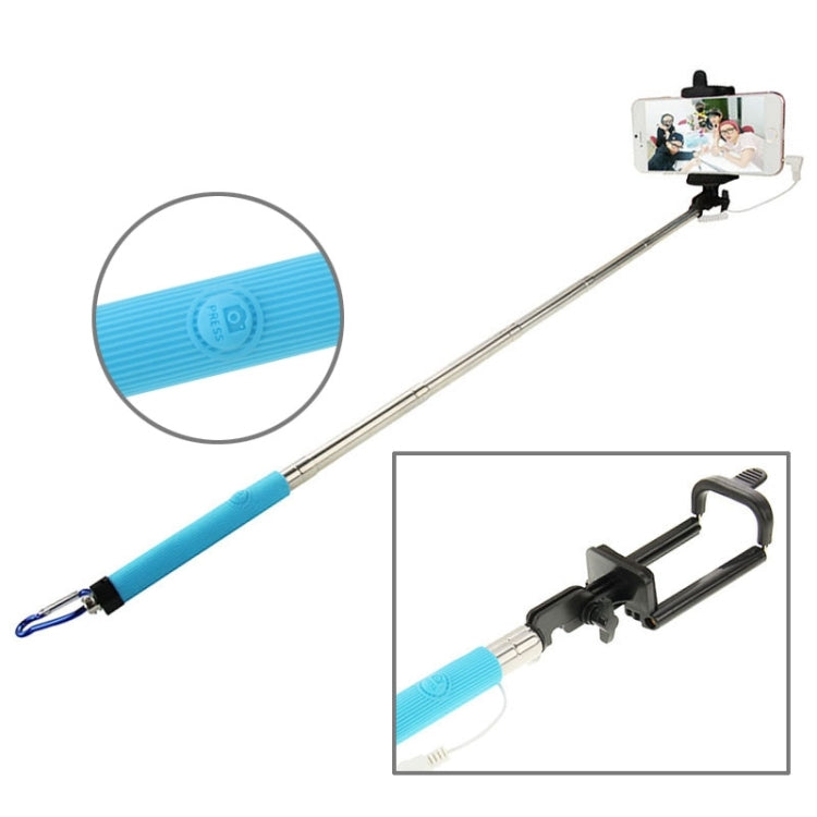 PICKOGEN Portable Adjustable Selfie Stick Monopod Extendable Handheld Holder for Smartphones, Length: 16.5-66cm(Blue)