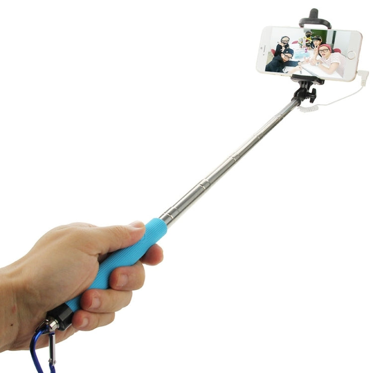 PICKOGEN Portable Adjustable Selfie Stick Monopod Extendable Handheld Holder for Smartphones, Length: 16.5-66cm(Blue)