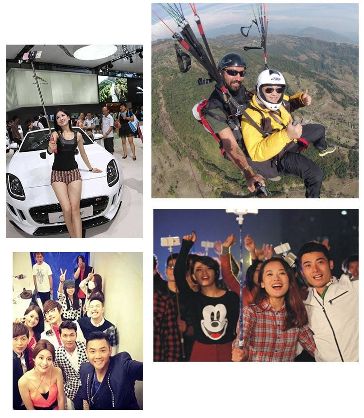 PICKOGEN Portable Adjustable Selfie Stick Monopod Extendable Handheld Holder for Smartphones, Length: 16.5-66cm(Blue)