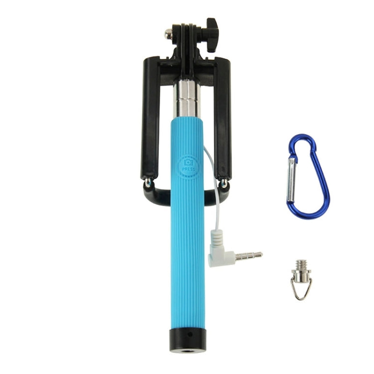 PICKOGEN Portable Adjustable Selfie Stick Monopod Extendable Handheld Holder for Smartphones, Length: 16.5-66cm(Blue)