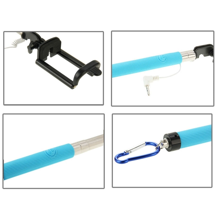 PICKOGEN Portable Adjustable Selfie Stick Monopod Extendable Handheld Holder for Smartphones, Length: 16.5-66cm(Blue)