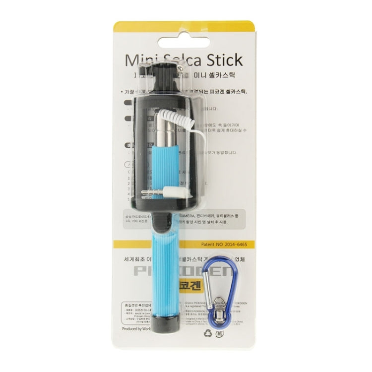 PICKOGEN Portable Adjustable Selfie Stick Monopod Extendable Handheld Holder for Smartphones, Length: 16.5-66cm(Blue)