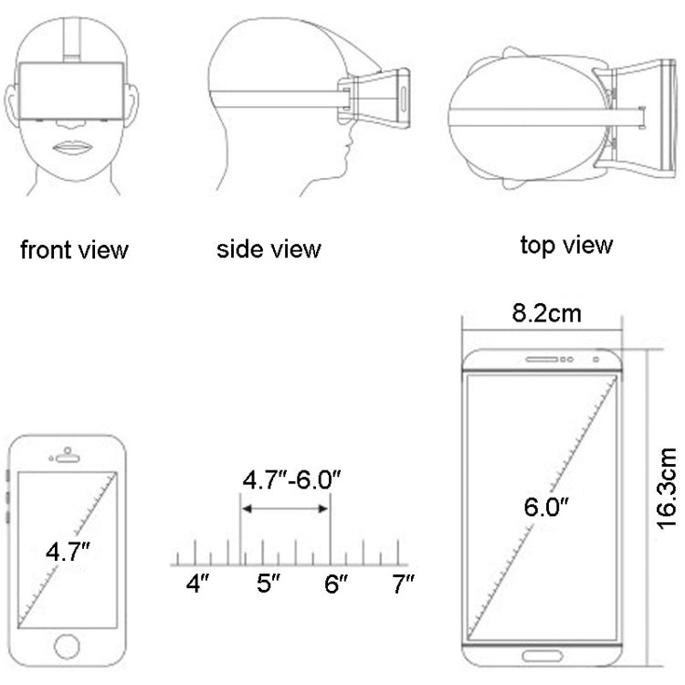 3D Cardboard Head Mount Plastic 3D Virtual Reality Video Glasses for 4.7 - 6.0 inch Android / iOS Smartphone