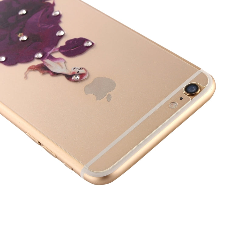 0.3mm 3D Colorized Relief Girl Pattern Diamond Encrusted Front + Back Tempered Glass Screen Protector for iPhone 6 & 6s