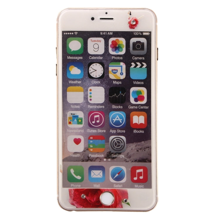 0.3mm 3D Colorized Relief Girl Pattern Diamond Encrusted Front + Back Tempered Glass Screen Protector for iPhone 6 & 6s