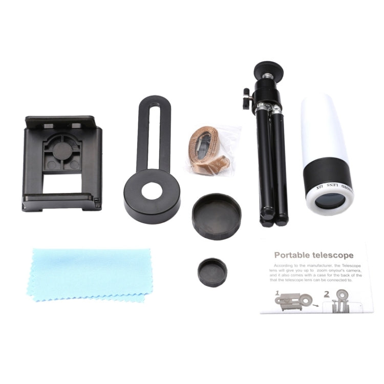 Universal 12x Zoom Optical Telescope Telephoto Camera Lens Kit, Suitable for Width as 5.5cm-8.5cm Mobile Phone