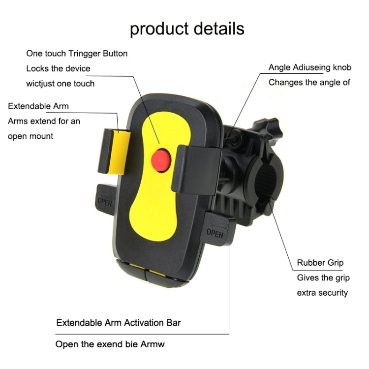 360 Degree Rotation Bicycle Phone Holder for iPhone 6 / iPhone 5 & 5C & 5S / iPhone 4 & 4S, Clip Size: 45mm-72mm