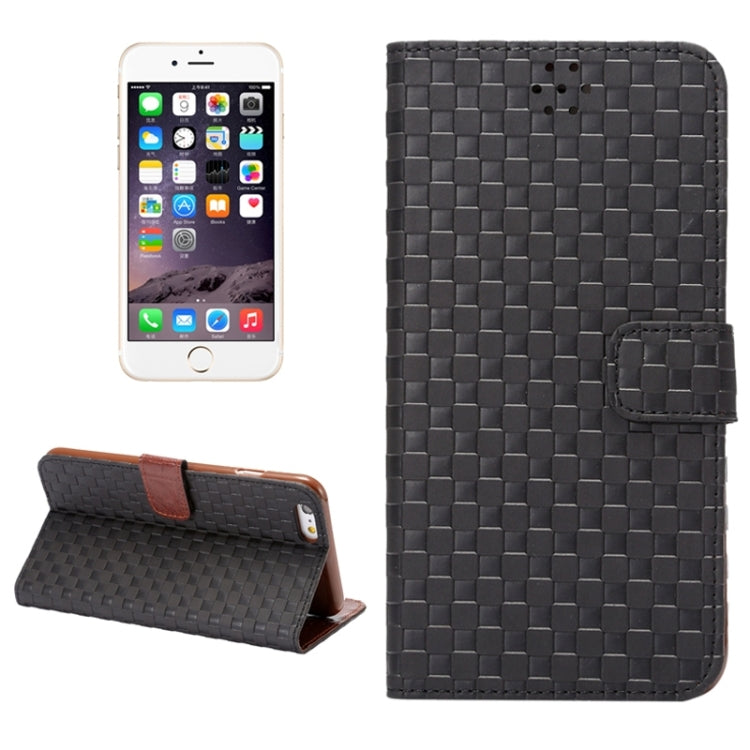 Embossing Grid Texture Horizontal Flip PU Leather Case with Holder & Card Slots for iPhone 6 & 6S