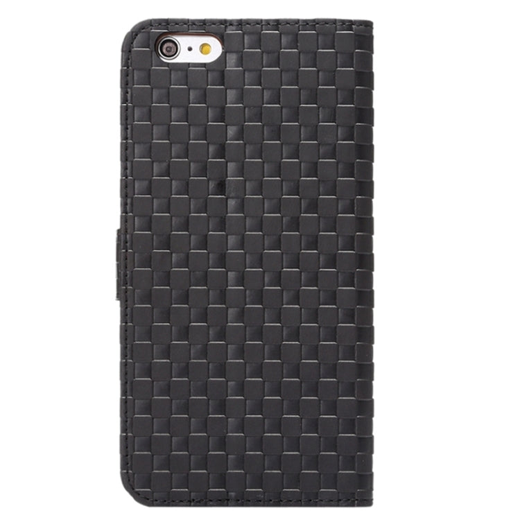 Embossing Grid Texture Horizontal Flip PU Leather Case with Holder & Card Slots for iPhone 6 & 6S