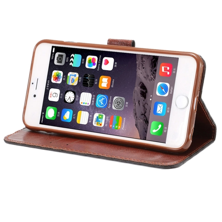 Embossing Grid Texture Horizontal Flip PU Leather Case with Holder & Card Slots for iPhone 6 & 6S