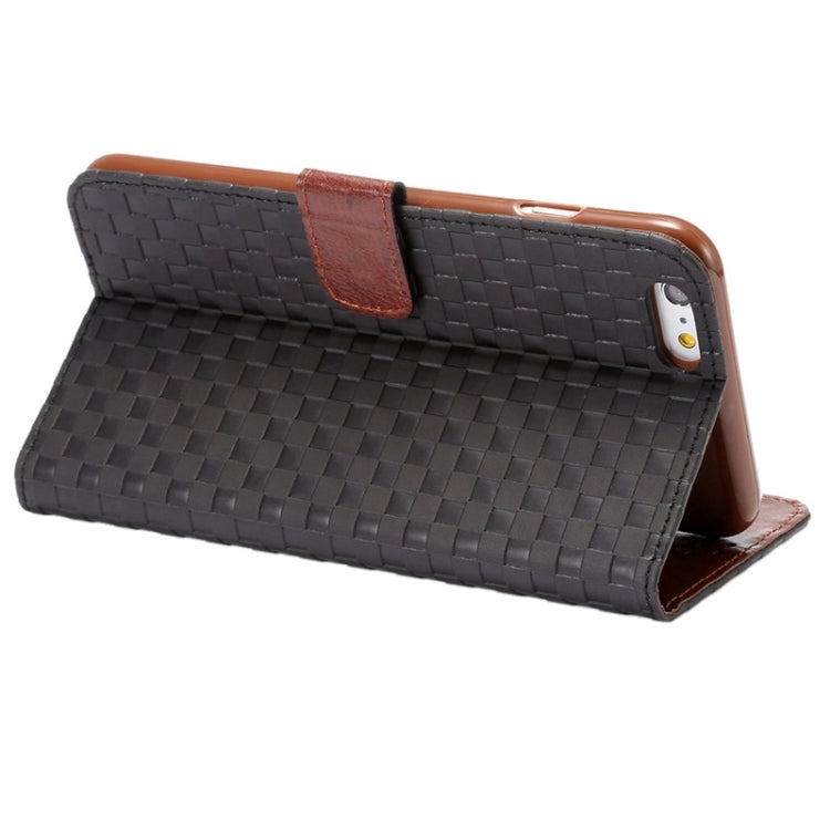 Embossing Grid Texture Horizontal Flip PU Leather Case with Holder & Card Slots for iPhone 6 & 6S