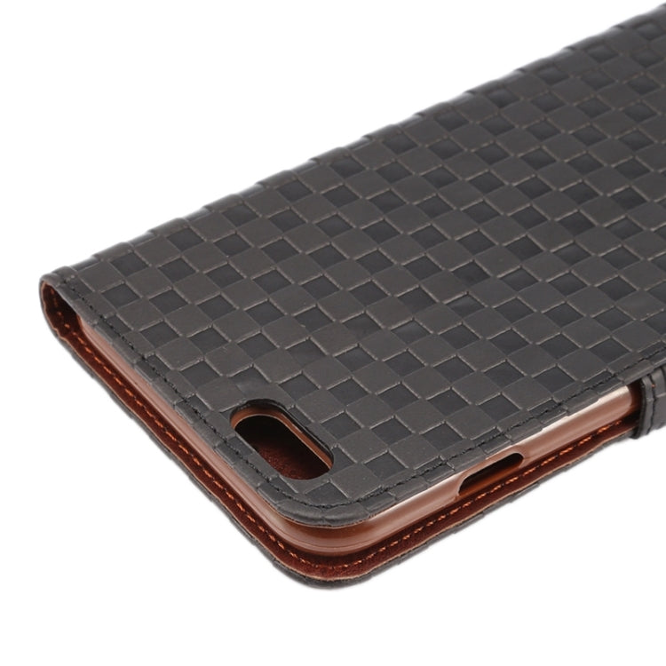 Embossing Grid Texture Horizontal Flip PU Leather Case with Holder & Card Slots for iPhone 6 & 6S