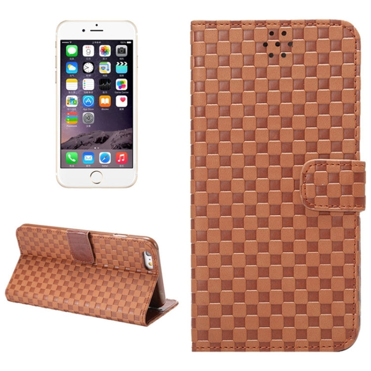 Embossing Grid Texture Horizontal Flip PU Leather Case with Holder & Card Slots for iPhone 6 & 6S