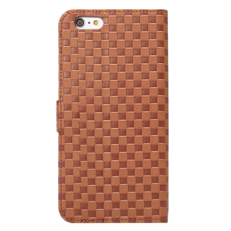 Embossing Grid Texture Horizontal Flip PU Leather Case with Holder & Card Slots for iPhone 6 & 6S