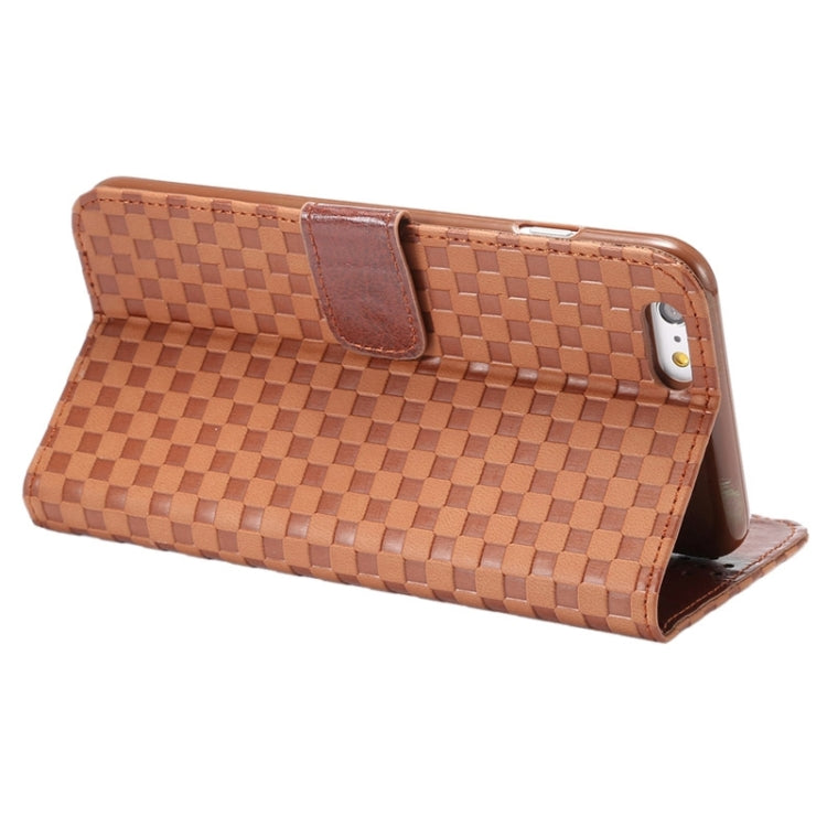 Embossing Grid Texture Horizontal Flip PU Leather Case with Holder & Card Slots for iPhone 6 & 6S