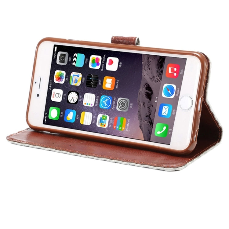 Embossing Grid Texture Horizontal Flip PU Leather Case with Holder & Card Slots for iPhone 6 & 6S