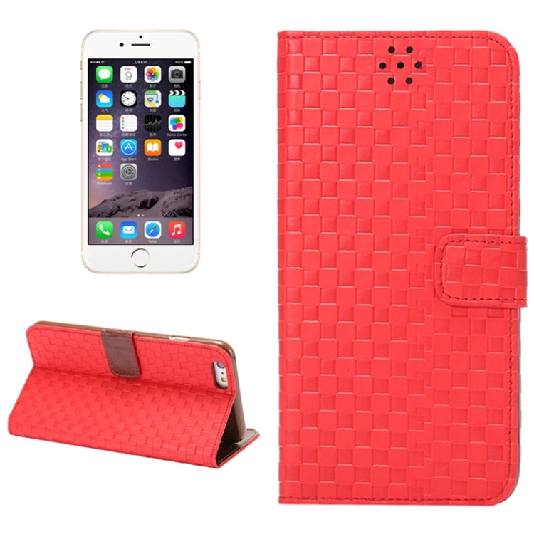 Embossing Grid Texture Horizontal Flip PU Leather Case with Holder & Card Slots for iPhone 6 & 6S
