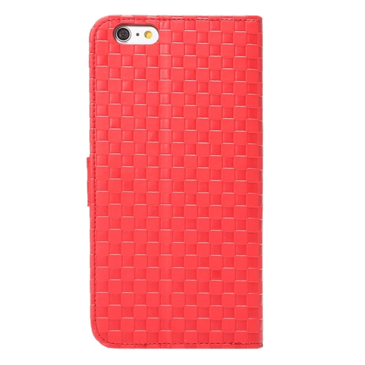 Embossing Grid Texture Horizontal Flip PU Leather Case with Holder & Card Slots for iPhone 6 & 6S