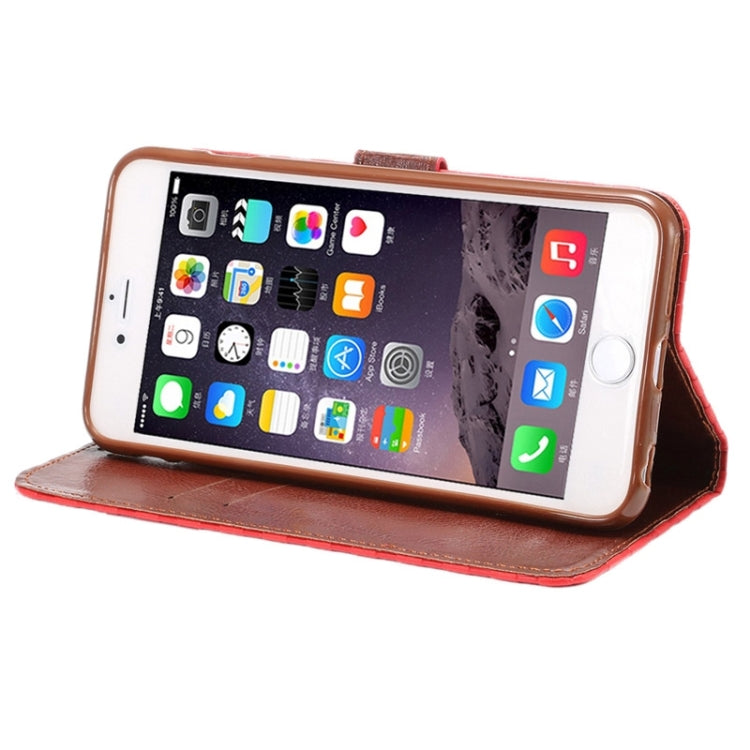 Embossing Grid Texture Horizontal Flip PU Leather Case with Holder & Card Slots for iPhone 6 & 6S