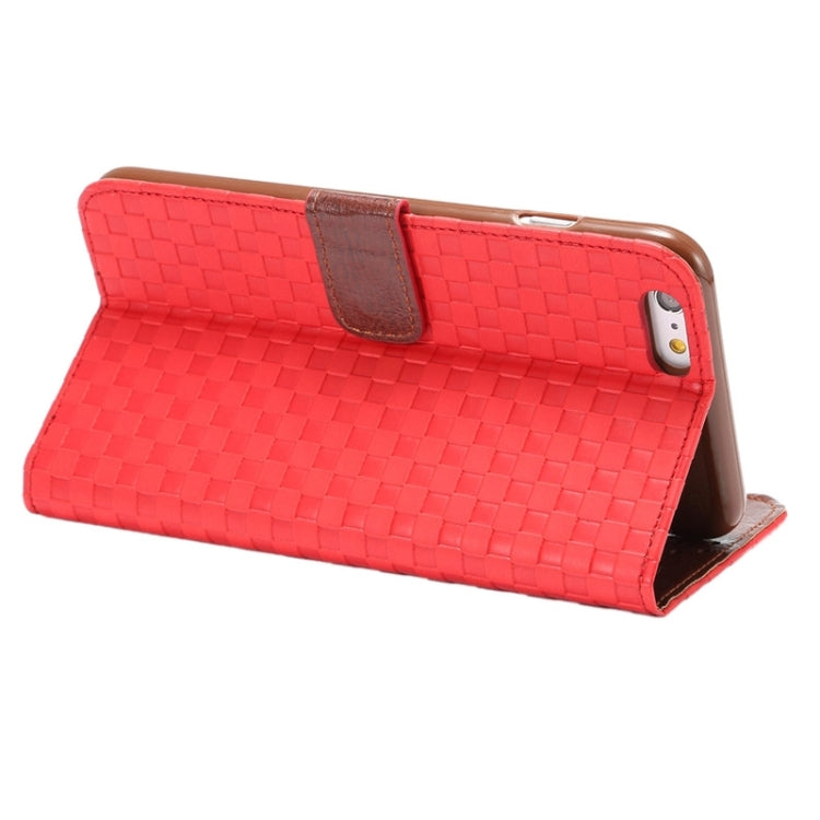 Embossing Grid Texture Horizontal Flip PU Leather Case with Holder & Card Slots for iPhone 6 & 6S