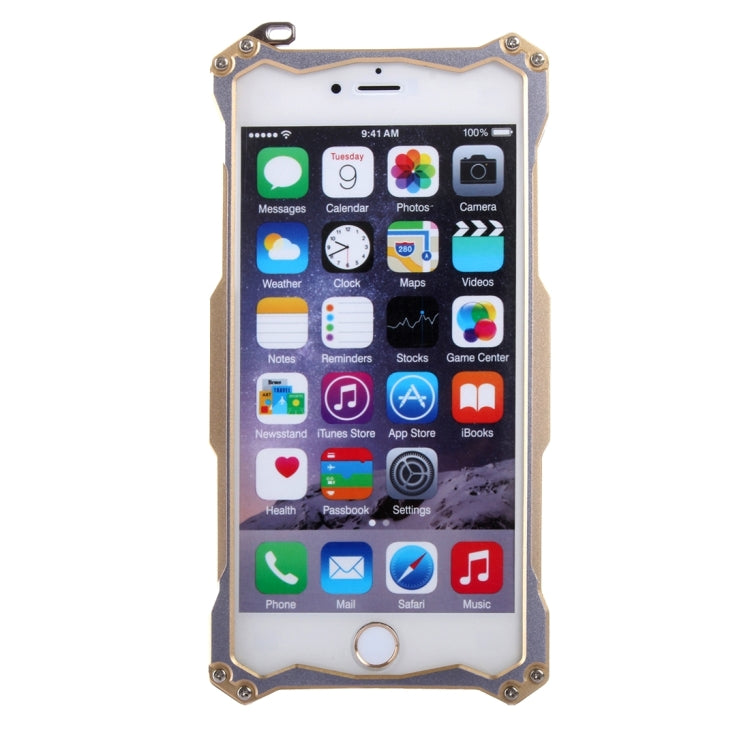 Professional and Powerful Dustproof Shatter-resistant Carbon Fibre Metal Protective Case with Hook for iPhone 6 & 6s(Gold)