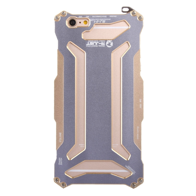 Professional and Powerful Dustproof Shatter-resistant Carbon Fibre Metal Protective Case with Hook for iPhone 6 & 6s(Gold)