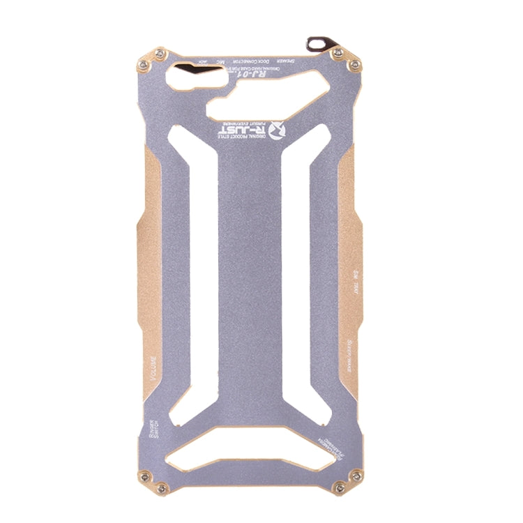 Professional and Powerful Dustproof Shatter-resistant Carbon Fibre Metal Protective Case with Hook for iPhone 6 & 6s(Gold)