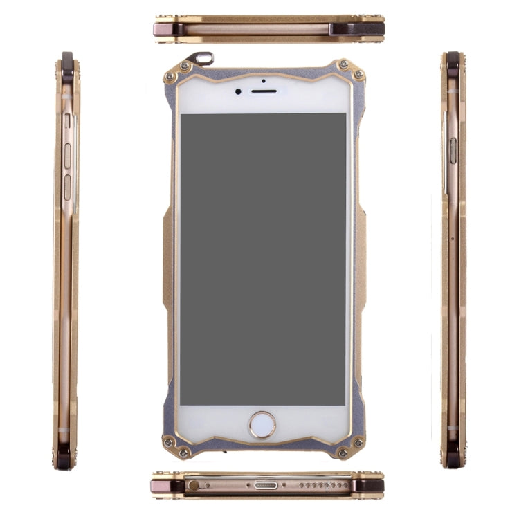 Professional and Powerful Dustproof Shatter-resistant Carbon Fibre Metal Protective Case with Hook for iPhone 6 & 6s(Gold)
