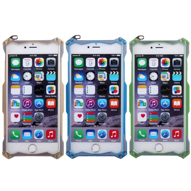 Professional and Powerful Dustproof Shatter-resistant Carbon Fibre Metal Protective Case with Hook for iPhone 6 & 6s(Gold)