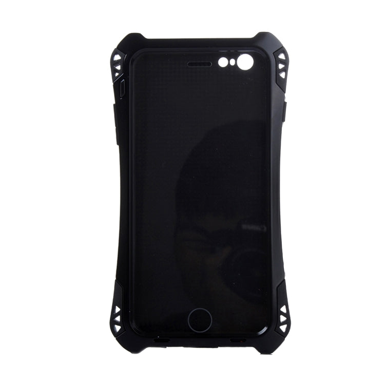 Professional and Powerful Dustproof Shatter-resistant Shockproof Tiny Waist Transformers Style Carbon Fibre Metal Protective Case with Tempered Glass Front Film Cover for iPhone 6 & 6s