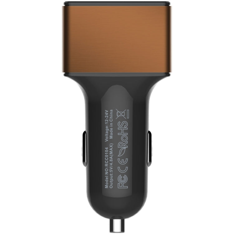 ROCK 5V 4.8A 3 USB Ports Raid Car Charger Auto Adapter for iPhone 6 Plus & 6s Plus / iPhone 5 & 5S / iPad mini, Galaxy S6, LG, HTC Blackberry (Brass)
