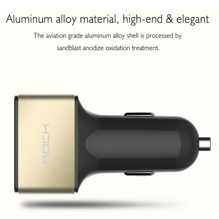 ROCK 5V 4.8A 3 USB Ports Raid Car Charger Auto Adapter for iPhone 6 Plus & 6s Plus / iPhone 5 & 5S / iPad mini, Galaxy S6, LG, HTC Blackberry (Brass)