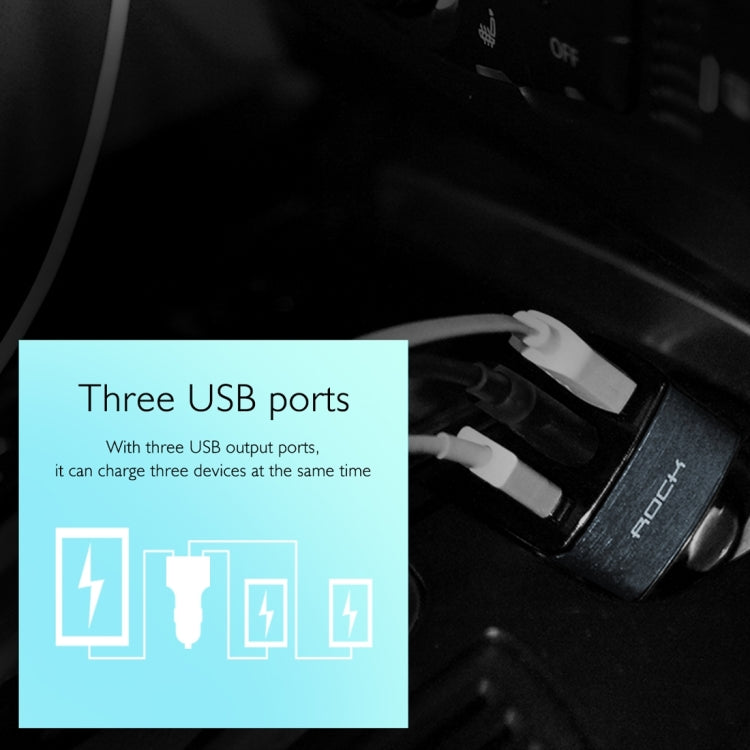 ROCK 5V 4.8A 3 USB Ports Raid Car Charger Auto Adapter for iPhone 6 Plus & 6s Plus / iPhone 5 & 5S / iPad mini, Galaxy S6, LG, HTC Blackberry (Brass)
