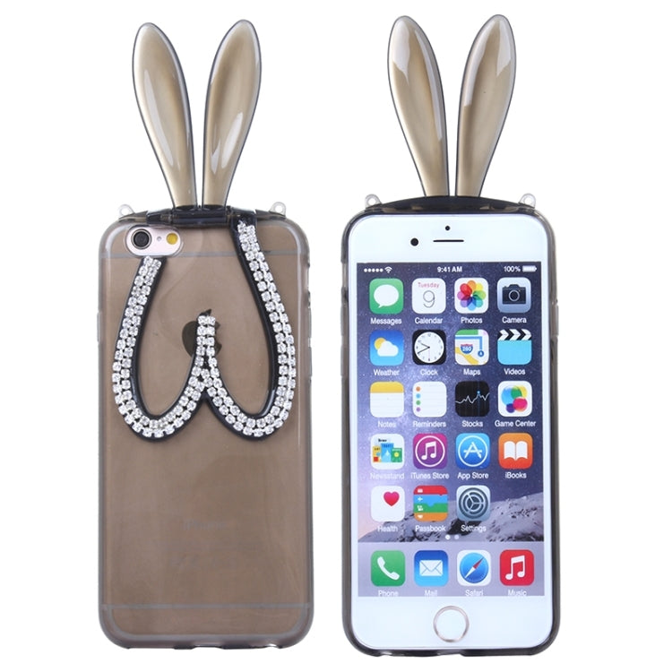 3D Folding Diamond-Encrusted Rabbit Ear Pattern TPU Protective Case for iPhone 6 & 6S