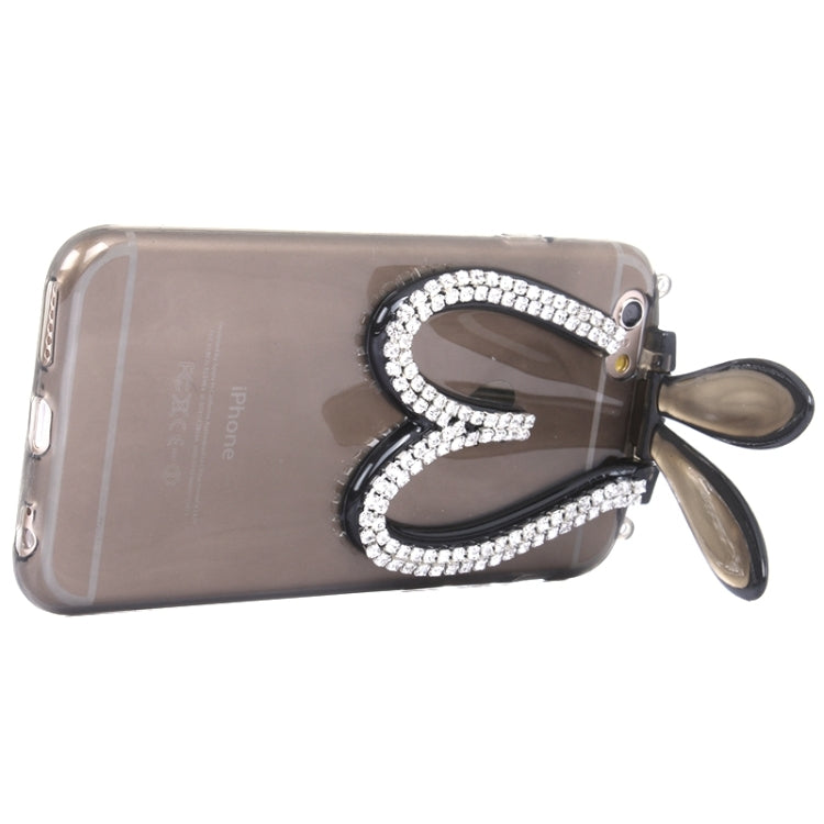 3D Folding Diamond-Encrusted Rabbit Ear Pattern TPU Protective Case for iPhone 6 & 6S