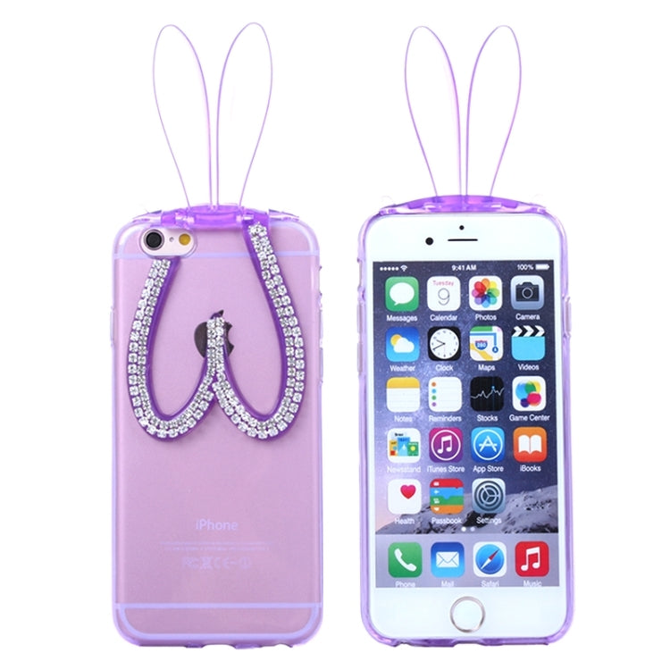 3D Folding Diamond-Encrusted Rabbit Ear Pattern TPU Protective Case for iPhone 6 & 6S